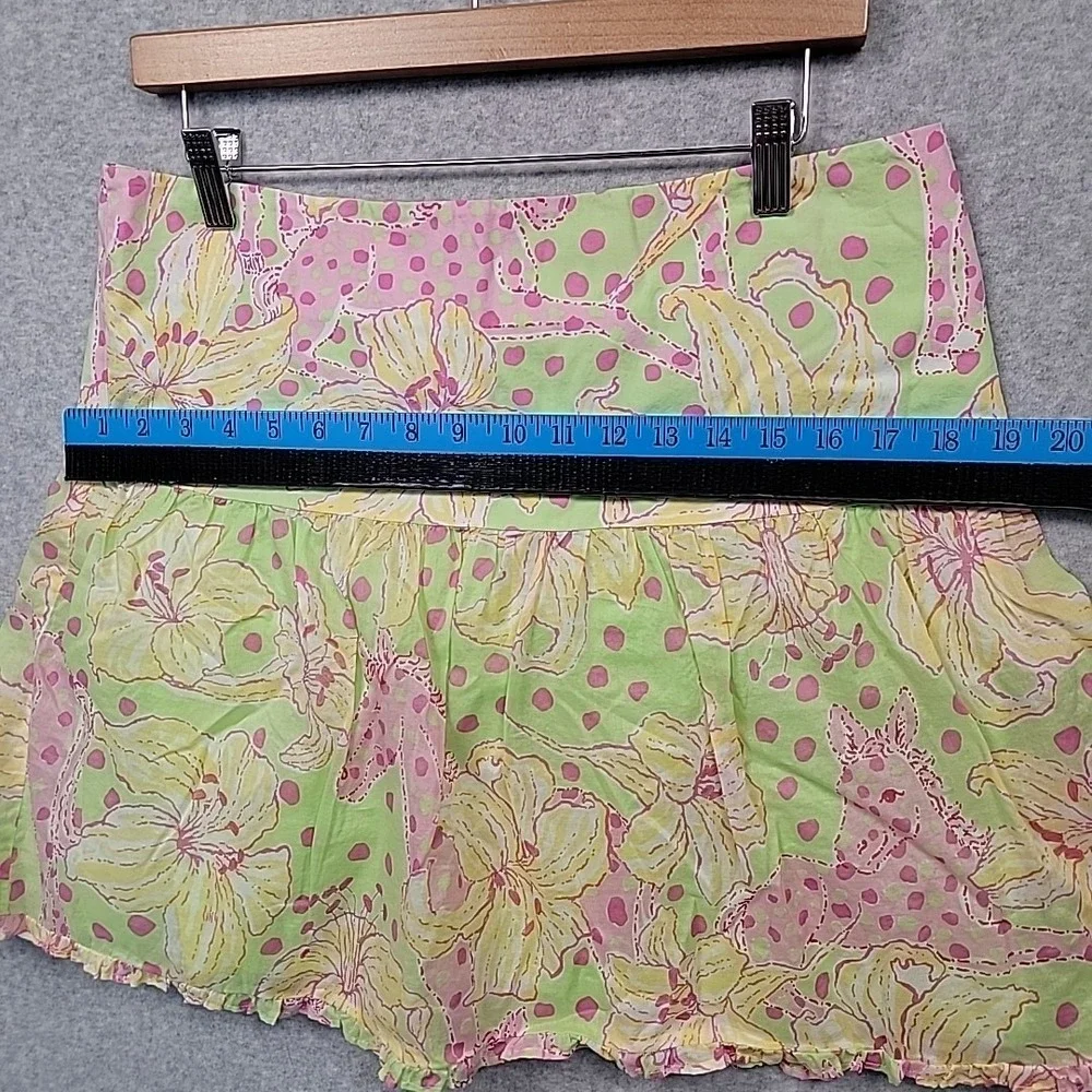 VTG‎ LILLY PULITZER Fillies for Lillies Floral Print Tiered Cotton Mini Skirt 10